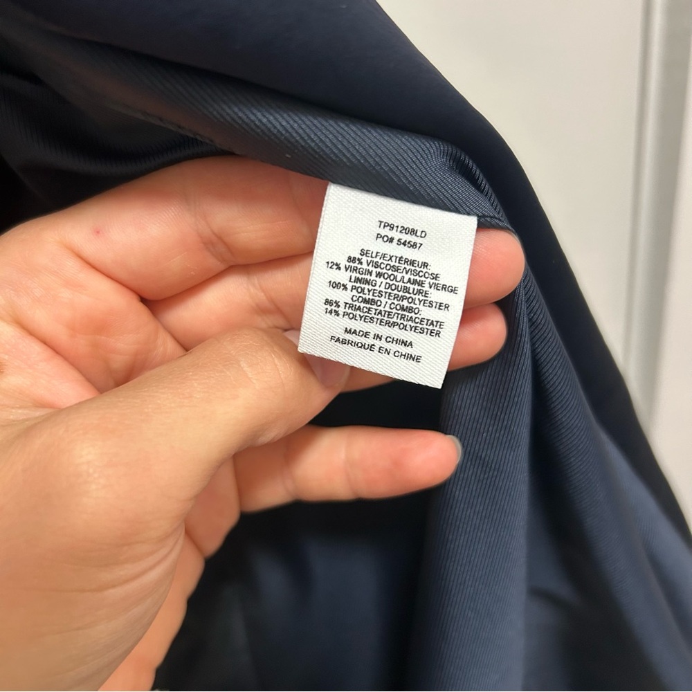 Derek Lam Crosby Navy Blazer with Satin Lapels & Back - Picture 6 of 7